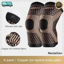 2 Piece L Size Copper Knee Sleeve Compression Support Sports Arthritis Brace