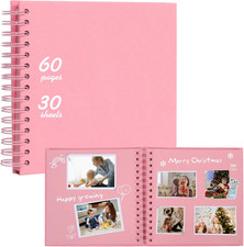 8X8 Scrapbook DIY Photo Album 60 Pages Kraft Paper Memory Book Pink