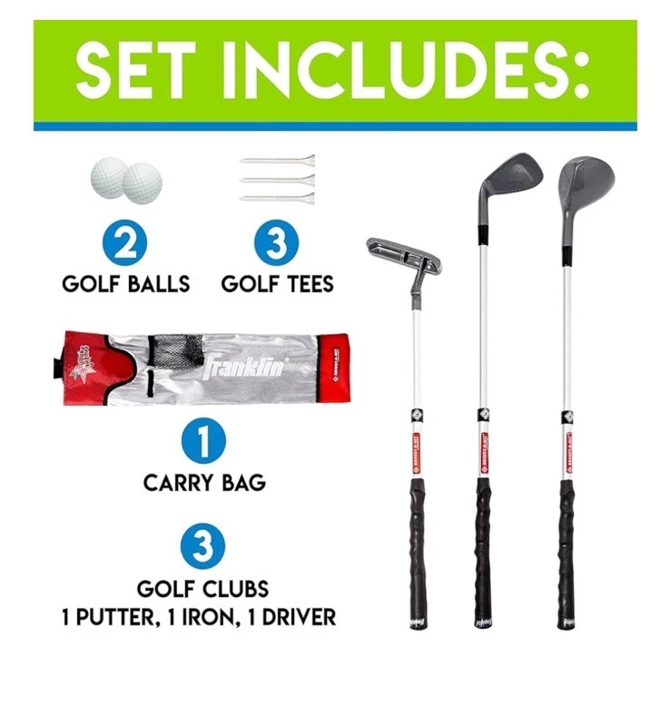 Franklin Future Champs Kids Golf Set Adjustable Clubs Travel Bag Foam Balls - Image 2 of 4