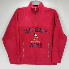 Disney World Mickey Vintage 90s Quarter Zip Fleece Pullover Jacket Youth Large L