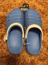 Brand New Kids Rugged Shark Blue & White Clog Size 4