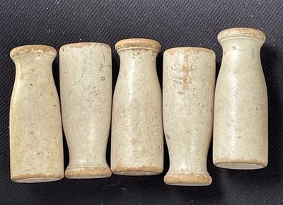 5 Vintage Wooden Carnival Knock-Down Milk Bottles Game Toy 4 Inches Tall
