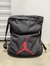 Jordan Backpack Men Large Black Drawstring Flap School Bag Basketball