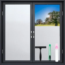 Frosted Glass Window Film with Tools, Reusable Window Privacy Film Static Clings