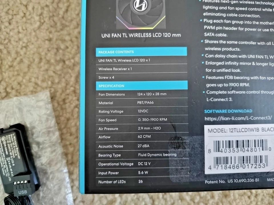 Lian Li UNI Fan TL LCD Wireless 120-Single Pack-2.4 GHz Wireless Fan 12TLLCD1W1B - Image 4 of 4