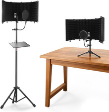 Microphone Isolation Shield with Tripod Stand Pop Filter, Foldable High Densit