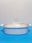 Corning Ware French White 4 Liter Oval Roster F-14-B with Clear Pyrex Lid