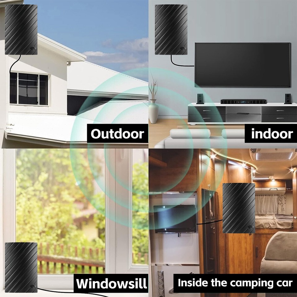 600 Miles Digital TV Antenna HDTV Amplified 1080P Waterproof Outdoor