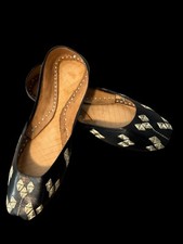 Pakistani Ethnic Traditional Women Khussa Flat Shoes Juti with Tilla Work