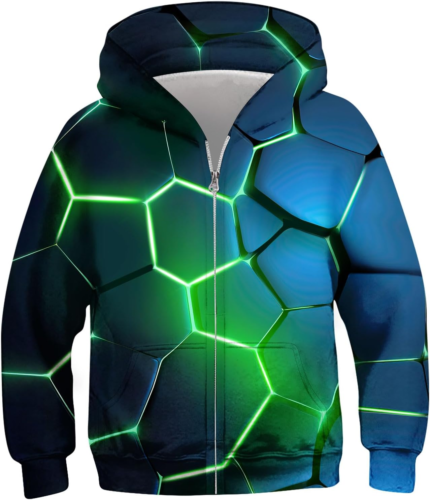 6-14T Boys Girls Zip up Hoodies Sweatshirts 3D Printed Cool Pullover with Pocket - Picture 12 of 12