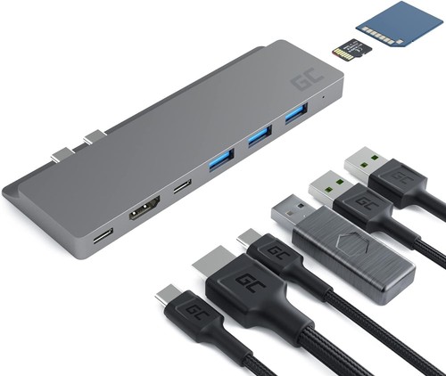 Green Cell USB HUB 8 in 1 Docking Station, for MacBook 13" & 15" 2016-2019 NEW - Picture 2 of 11