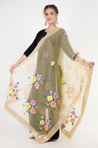 New Designer Women Girls Ethnic Party Wear Scarf StoleOrganza EmbroideredDupatta - Picture 18 of 26