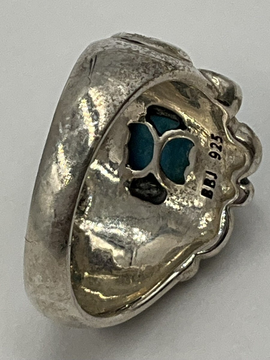 STERLING SILVER 925 BBJ TURQUOISE SUNBURST RING SIZE 6 | eBay