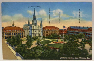 Jackson Square, Heart of Old New Orleans, Louisiana LA Postcard