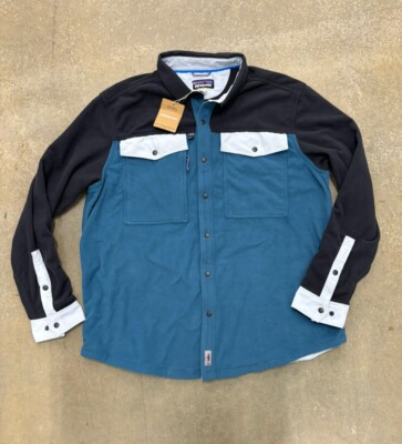 Patagonia Early Rise Snap Long Sleeve Shirt Size Large Wavy Blue Nee