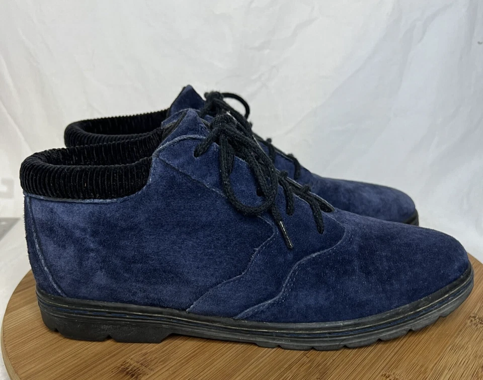 LA Gear 女式 9 码 1992 复古系带海军蓝麂皮绒靴子鞋 Chukkas — 第 2/4 张图片