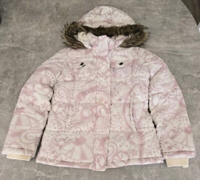Old Navy Mädchen Fleece gefütterte kuschelige Winterjacke Mantel Alter 8 creme/altrosa