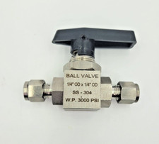 Straight Instrument Ball Valve Stainless - 1/4 OD W.P. 3000 PSI.