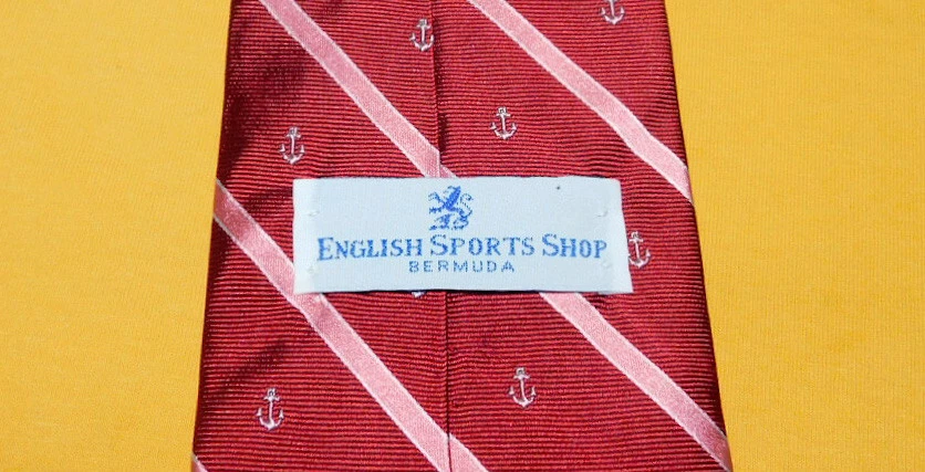 ENGLISH SPORTS SHOP BERMUDA RED/LIGHT PINK STRIPED/ANCHOR MOTIF TIE - TIES. - Image 3 of 3