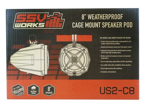 (2) 8" Rear Pro Fit Cage Harness Bar Speaker Pods Enclosures for Polaris General - Picture 11 of 11