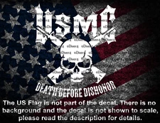 USMC Death Before Dishonor Skull & Crossed M16's Vinyl Decal Sticker US Seller