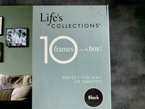 LIFE COLLECTION SLIMLINE BLACK FRAMES SET OF 10 WALL TABLE TOP FAMILY COLLAGE - Picture 2 of 5