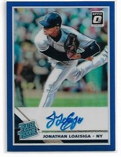 JONATHAN LOAISIGA  2019 DONRUSS OPTIC RATED ROOKIES BLUE PRIZM AUTO RC #18/75