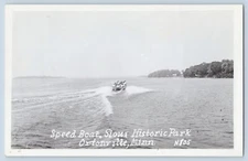 Ortonville Minnesota MN Sioux Historic Park Speed Boat Real Photo Postcard RPPC