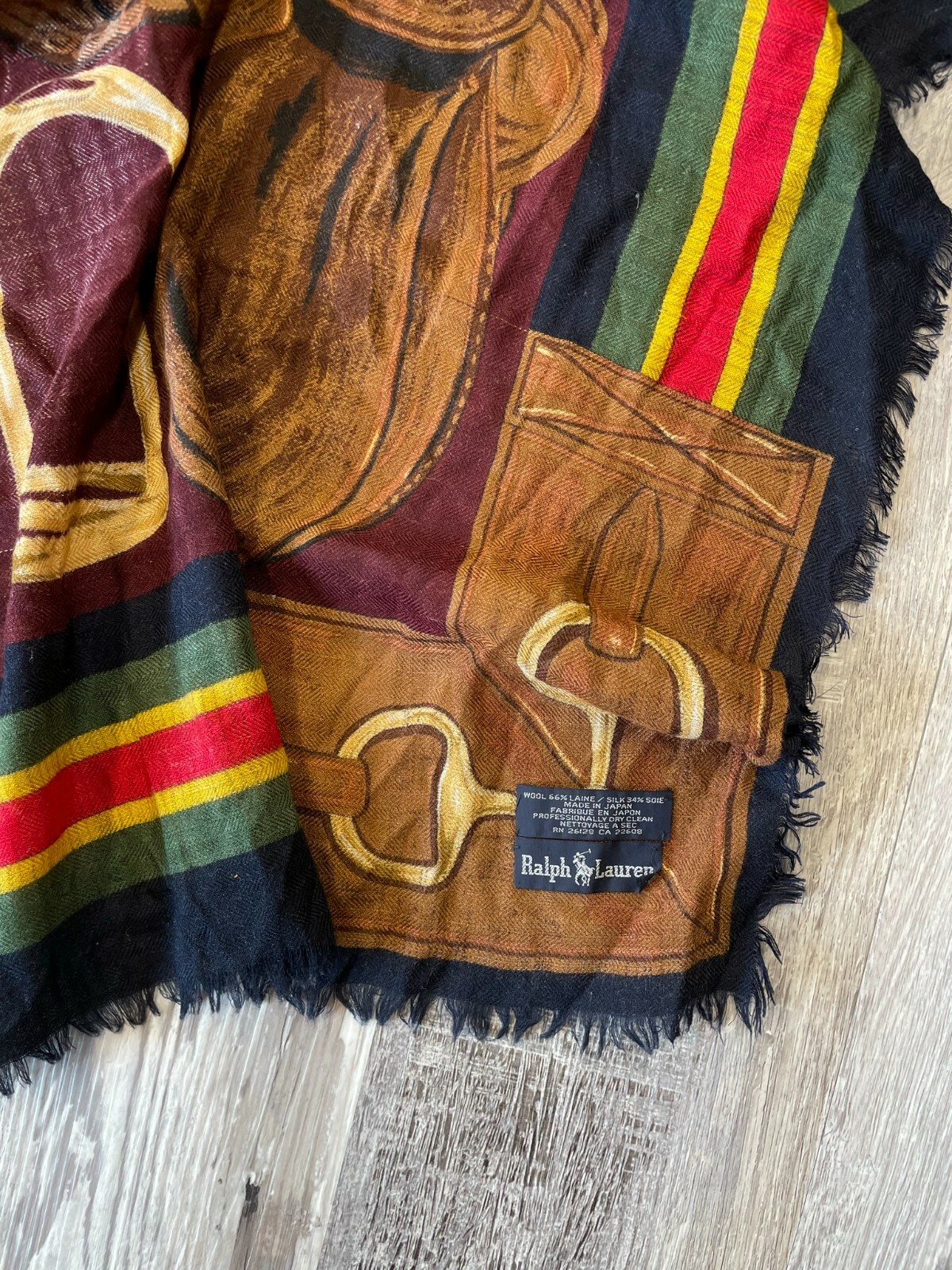 RARE Vintage LARGE Ralph Lauren Equestrian Horse Wool Silk Scarf Polo | eBay
