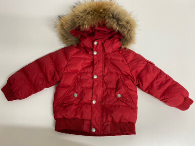 Pyrenex Kids Coat Puffer Bomber Age Yrs Red Fur Trim Hood