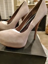 Pleaser GORGEOUS Blush Suede Platform Heels Shoes SIZE 8 NEW