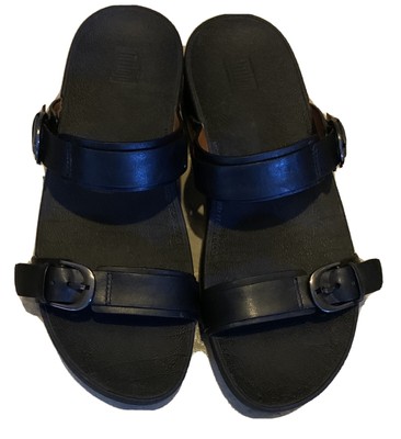 black slides with buckle