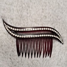 Vintage GOODY Tortoiseshell Rhinestone 4.5" Hair Comb Pick art deco style