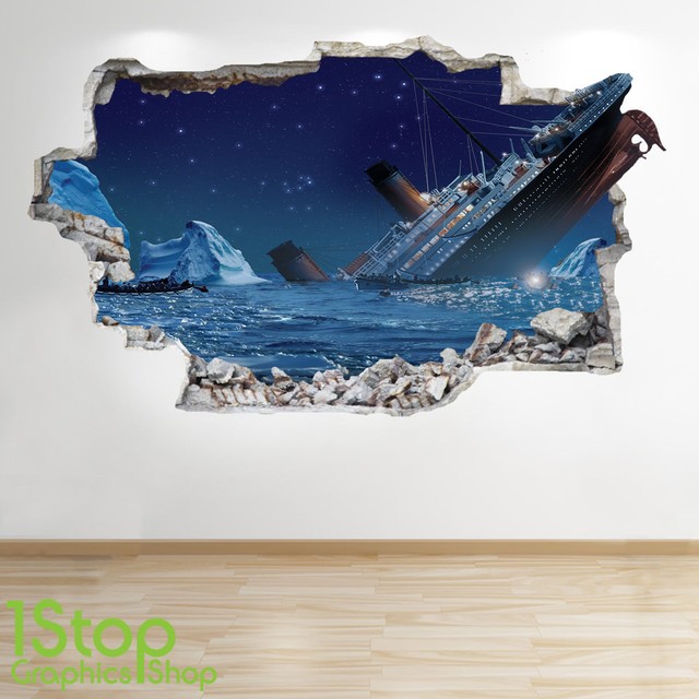 TITANIC WALL STICKER 3D LOOK BEDROOM LOUNGE BEACH SHIP WALL DECAL