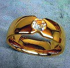 TITANIUM Gold Plated Fashion RING with CZ, size 7 - New, In Gift Box — photo 1