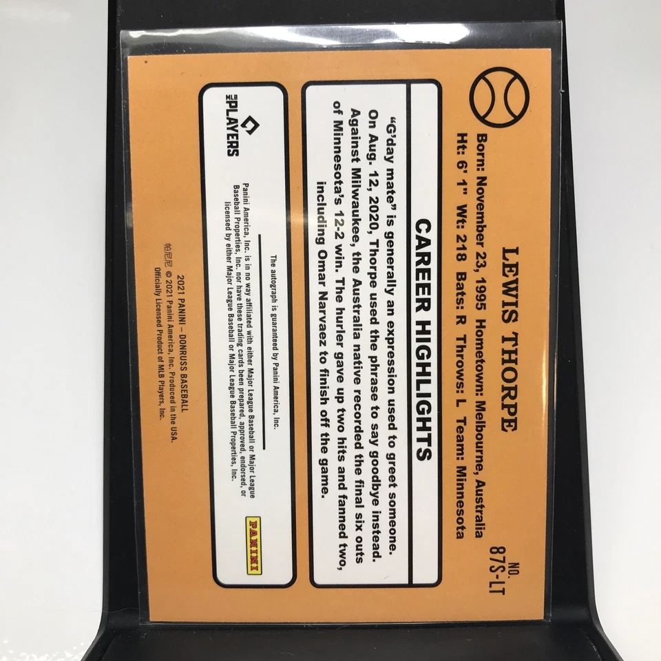 2021 Panini Donruss Retro 1987 Signatures Lewis Thorpe #87S-LT Auto Australian - Image 3 of 4