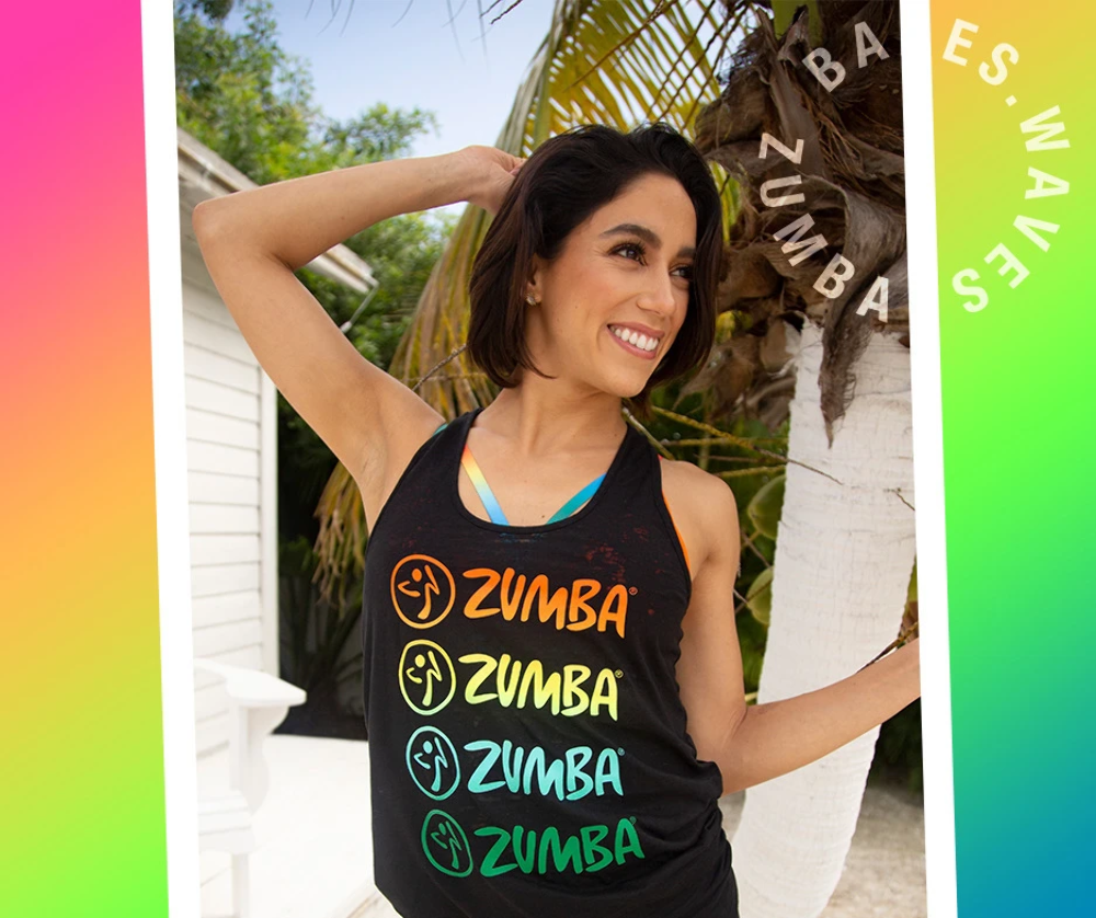 ZUMBA Instructor Bubble Top Racerback Tank Tee Burn-Out