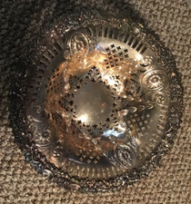 Ancien plat à compote/bon sur piédestal en argent orné vintage signé ~ MS England