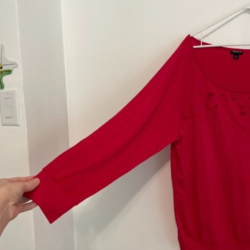 TORRID 2 Plus Size Off Shoulder French Terry Embroidered Sweatshirt Pink ish 2X - Picture 10 of 14