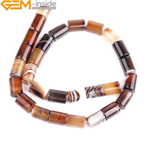 Natural Botswana Agate Stone Beads Column Tube Cylinder For Jewelry Making 15" - Picture 10 of 38