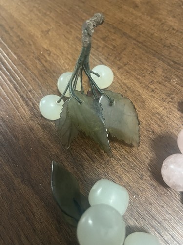 VTG Decorative Rose Quartz?glass Grape Cluster Stone Fruit Jade Apple 18 Pieces - Picture 17 of 23