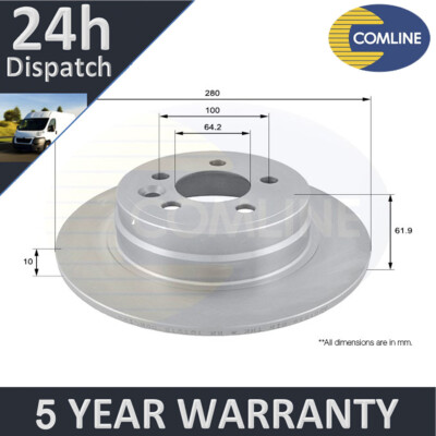 Fits Rover 75 MG ZT 1.8 2.0 CDTi D 2.5 Comline Rear Brake Disc #1