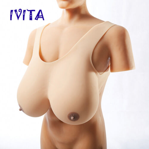 IVITA KK Cup Full Silicone Breast Forms Vest Straps Drag Queen Fake Boobs 14XL - Picture 1 of 9