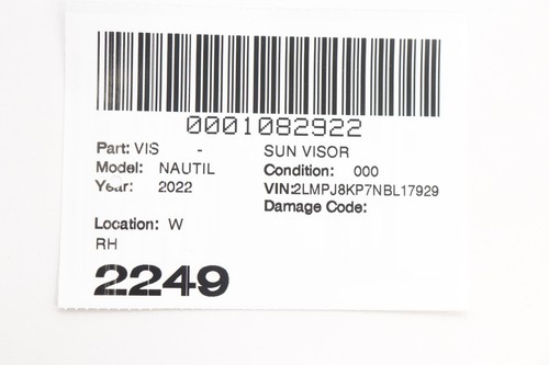 2019 - 2023 LINCOLN NAUTILUS FRONT RIGHT SIDE WINDSHIELD SUN VISOR OEM BEIGE_BN - Picture 12 of 12