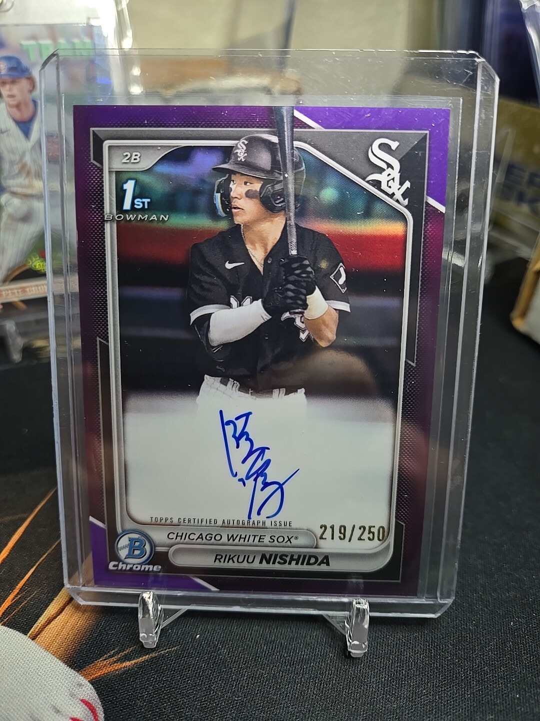 2024 Bowman Chrome Rikuu Nishida 1st Auto Purple Refractor / 250 White Sox