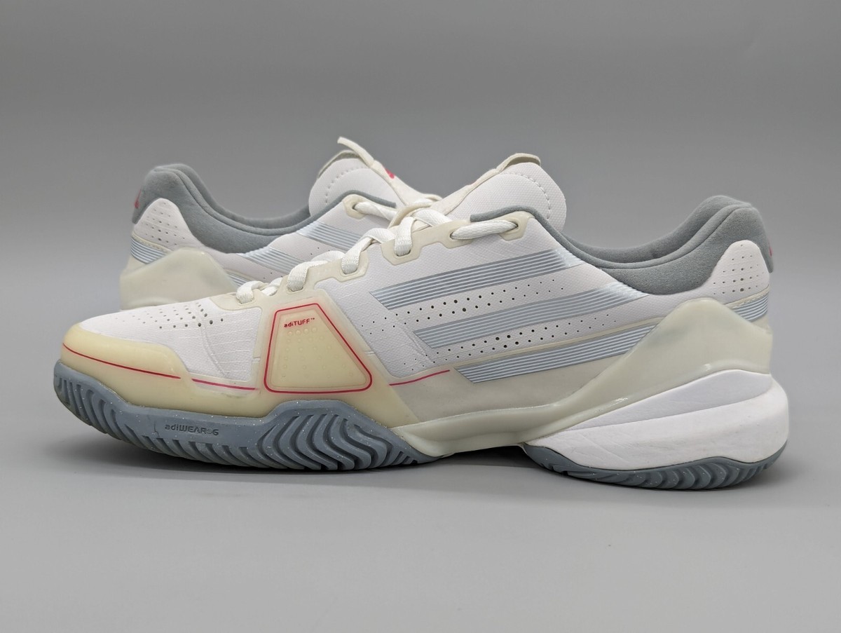 Adidas Women's Adizero Feather Pro White Red Tennis Court Shoes