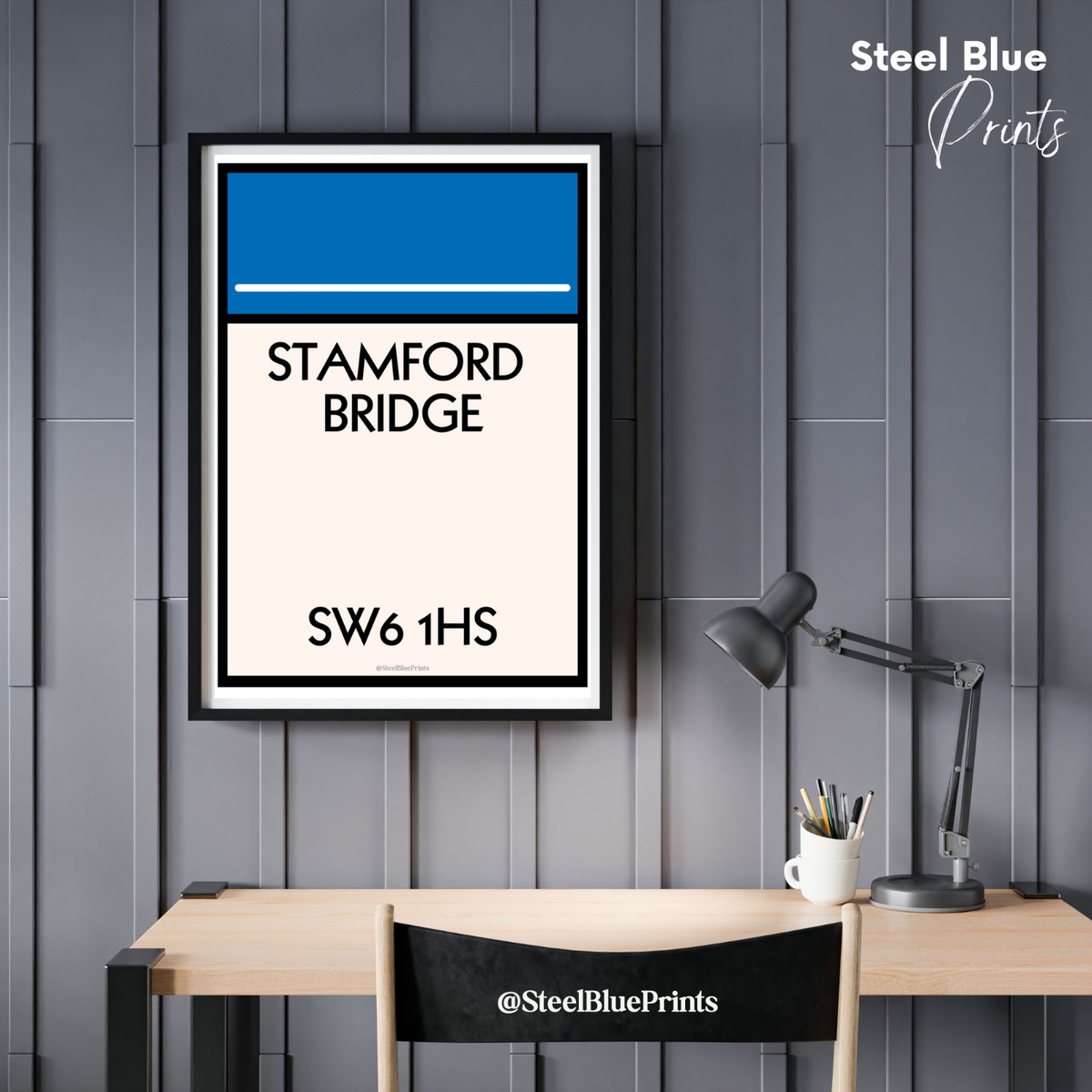 Stamford Bridge Chelsea F.C. Inspired Football Art Print Stadium Design  Blues