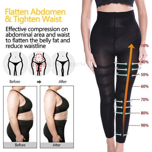 Women's Sculpting Slimming Leggings Tummy Control High Waist Trainer Body Shaper - Picture 6 of 25
