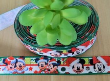7/8 In 1YD Mickey Minnie Christmas Grosgrain Ribbon Santa Hat Hair Bow