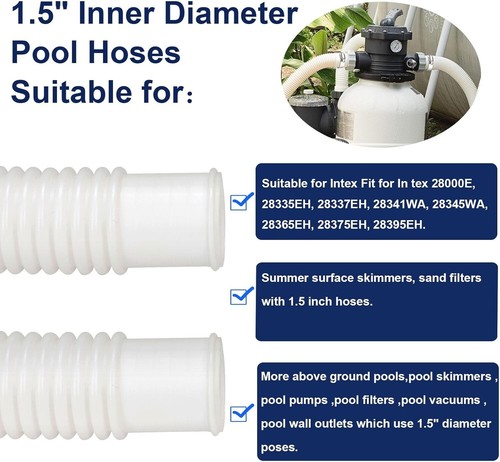 Mangueras de piscina de 1,5 pulgadas para piscinas sobre el suelo, paquete de 3 bombas de piscina de 1-1/2" de diámetro - Imagen 2 de 4